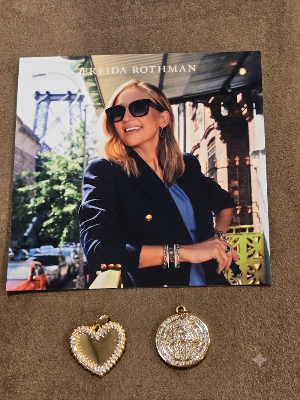 New Freida Rothman Vault Set of 2 Necklace or Bracelet Charms-Heart & Hamsa